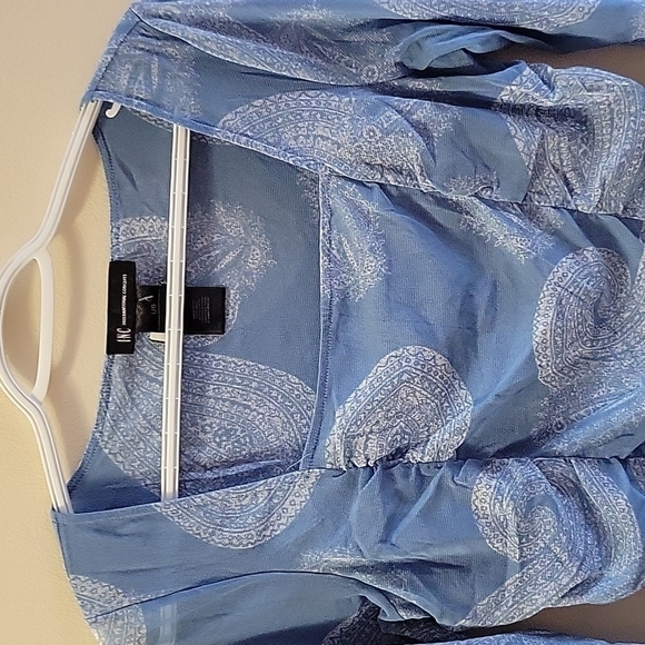INC 3/4 Sleeve Sheer Blouse L - Picture 3 of 7